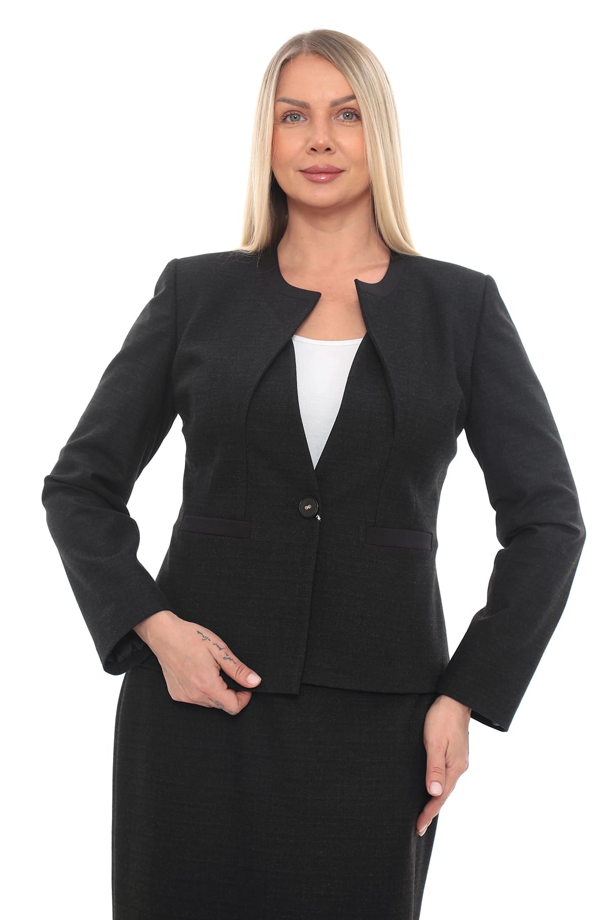 Klasik Tek Düğmeli Etek Ceket Takım 42-48