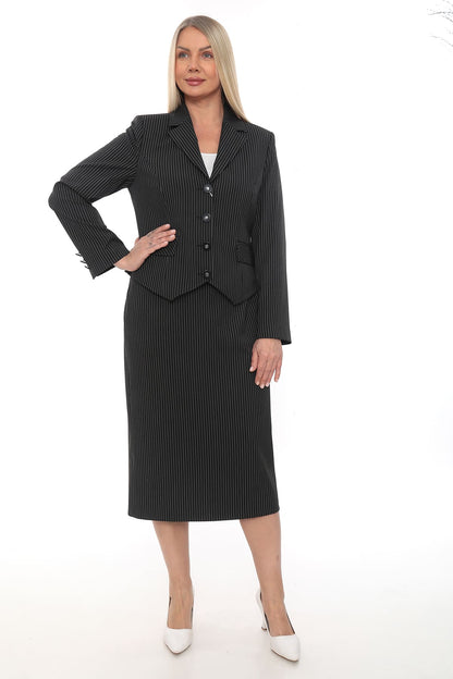 Lacivert ve Siyah Renk Ceket Etek Takım (42-48 Beden)