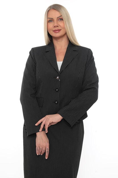 Lacivert ve Siyah Renk Ceket Etek Takım (42-48 Beden)