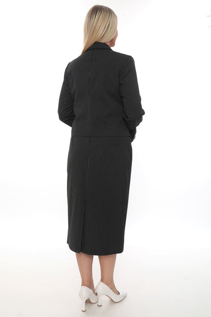 Lacivert ve Siyah Renk Ceket Etek Takım (42-48 Beden)