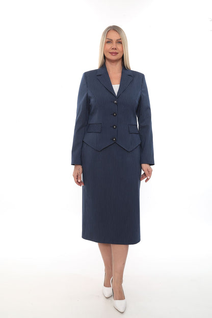 Lacivert ve Siyah Renk Ceket Etek Takım (42-48 Beden)