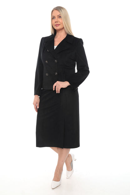 Kadın Kadife Ceket Etek Takımı (38-48 Beden)