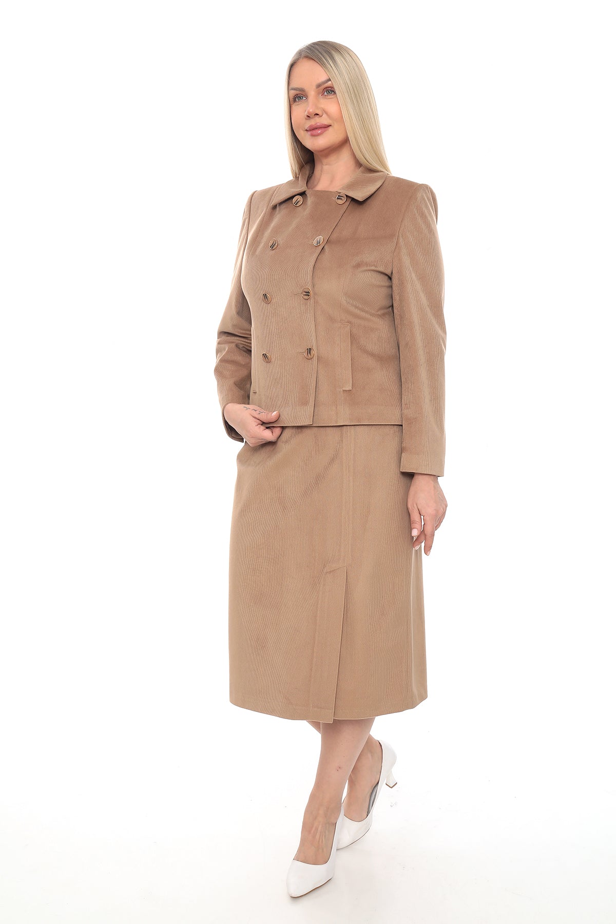 Kadın Kadife Ceket Etek Takımı (38-48 Beden)