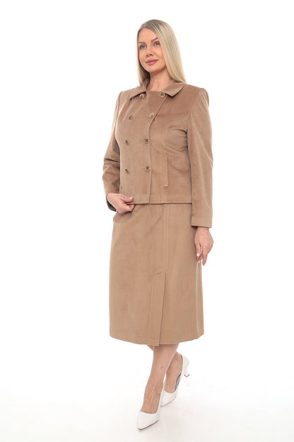 Kadın Kadife Ceket Etek Takımı (38-48 Beden)