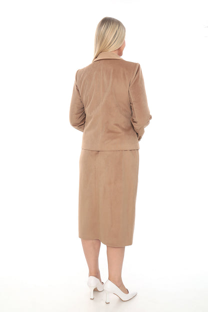 Kadın Kadife Ceket Etek Takımı (38-48 Beden)