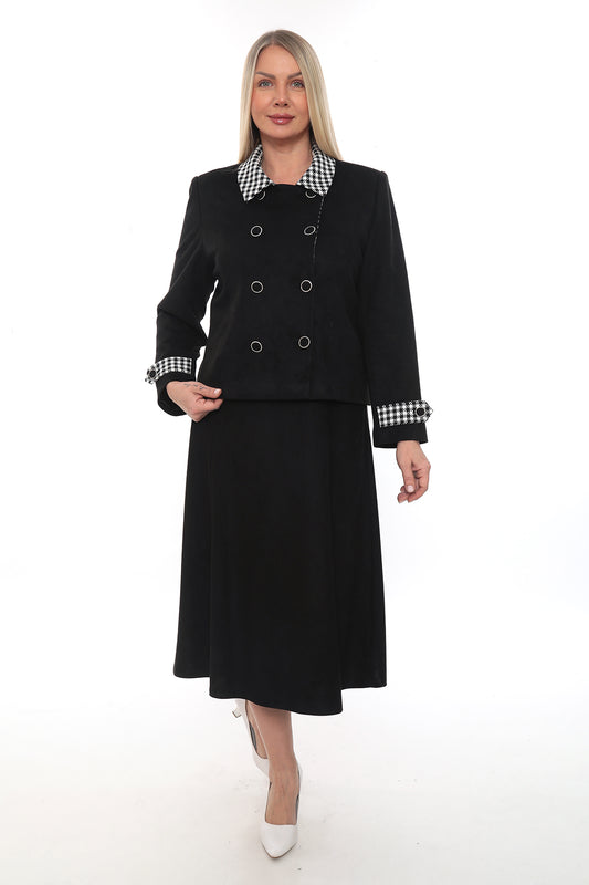 Kadın Siyah Ceket Etek Takımı (42-48 Beden)