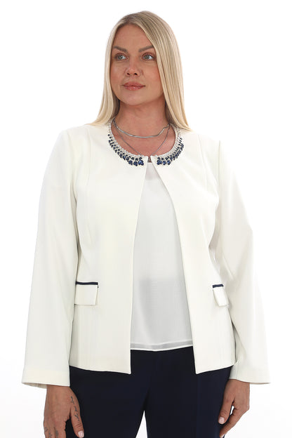 Stylish Jacket and Trouser Set with Stone Details