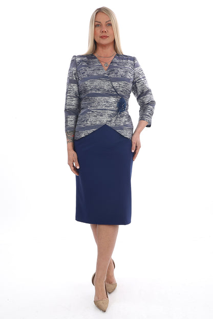 Three-quarter Sleeve Jacket and Skirt