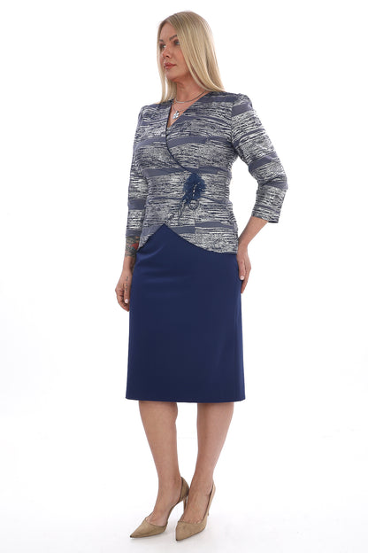 Three-quarter Sleeve Jacket and Skirt