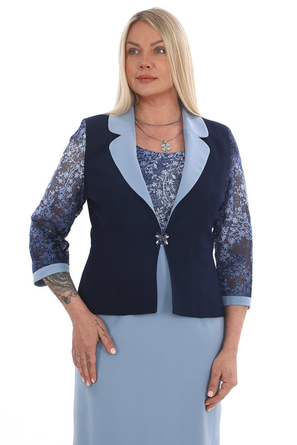 Dantel Detaylı İkili Takım (Elbise & Ceket)