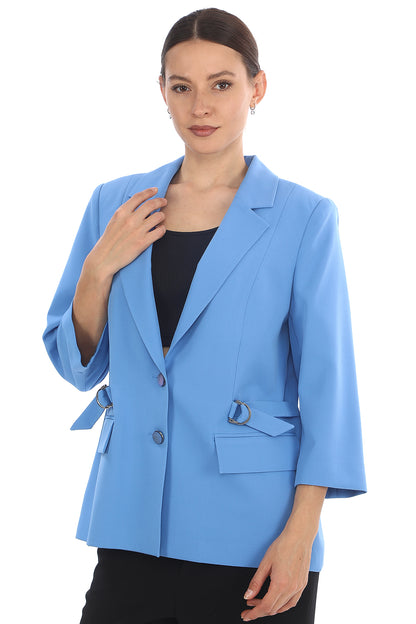Kadın Mavi Kruvaze Blazer Ceket