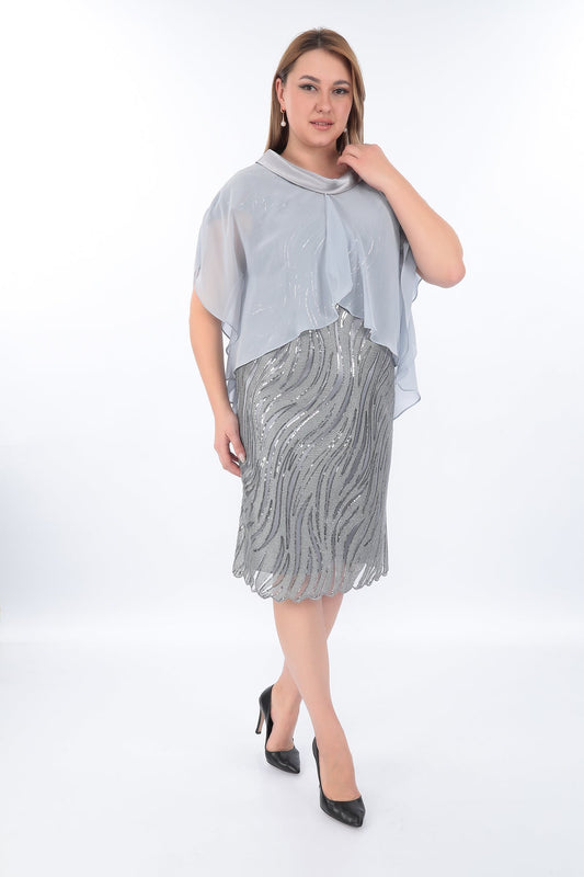 Şifon Tunik ve Elbise – Saten Yaka, Işıltılı Kumaş