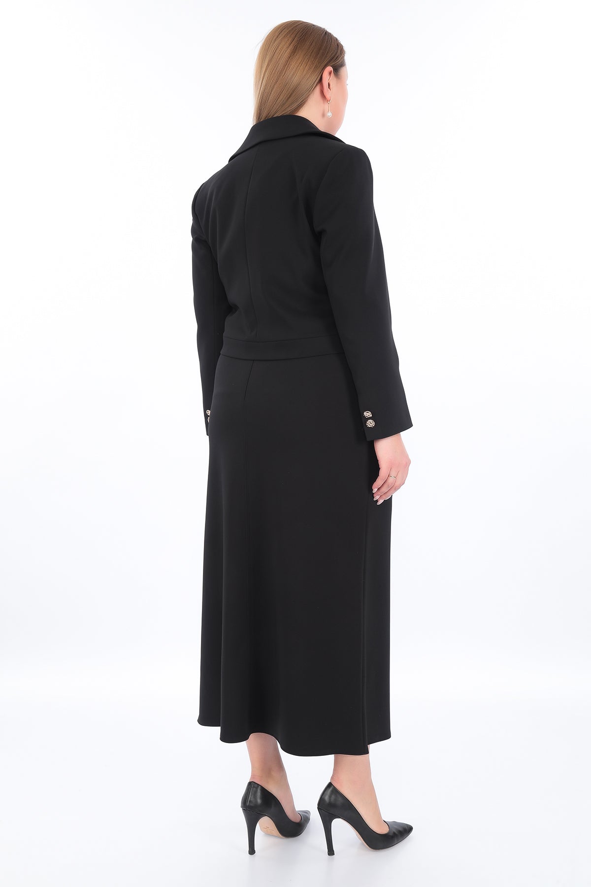 Stylish Double Breasted Jacket Skirt Suit – Black, Navy Blue (38-44)