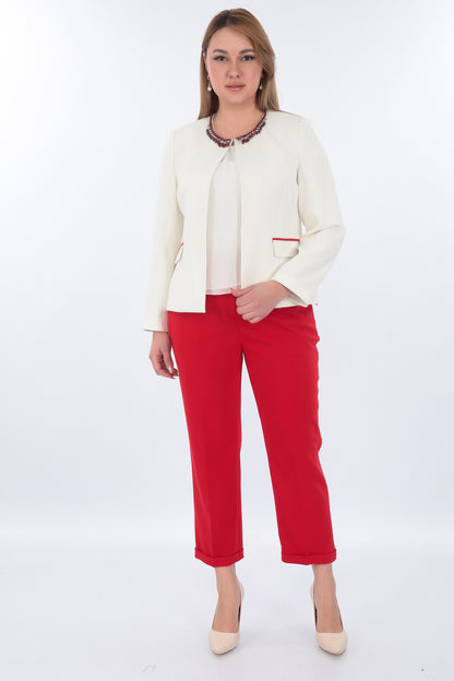 Stylish Jacket and Trouser Set with Stone Details