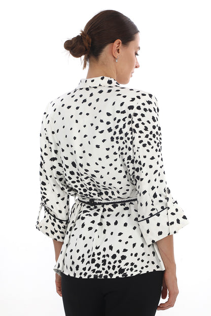 Desenli Kuşaklı Ceket – Modern Fit
