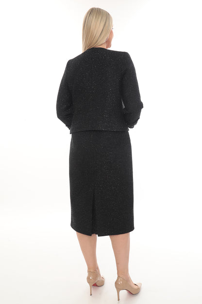 Siyah Kadın Klasik Takım Elbise – Ceket & Etek Takımı (40–46 Beden)
