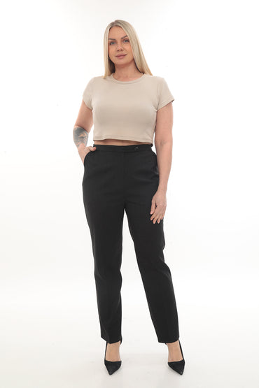 38-46 Beden Siyah Renk Tek Pantolon – Kadın Klasik Kumaş Pantolon