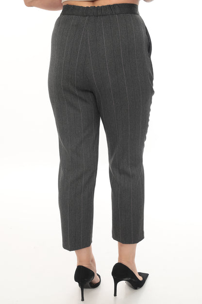 38-46 Beden Gri Renk Tek Pantolon – Kadın Klasik Kumaş Pantolon