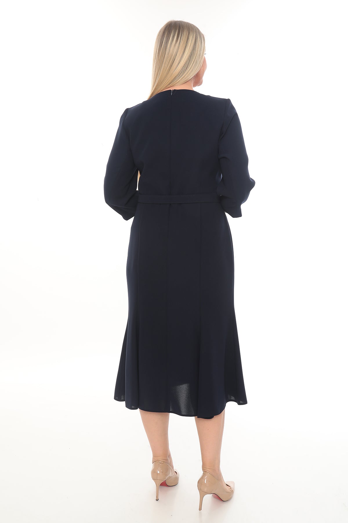 Kırmızı Siyah Renkli ve Lacivert Elbise - 42-48