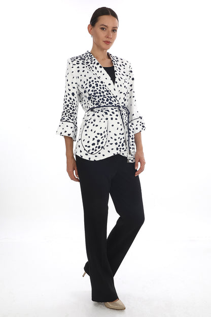 Desenli Kuşaklı Ceket – Modern Fit