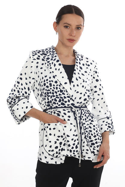 Desenli Kuşaklı Ceket – Modern Fit