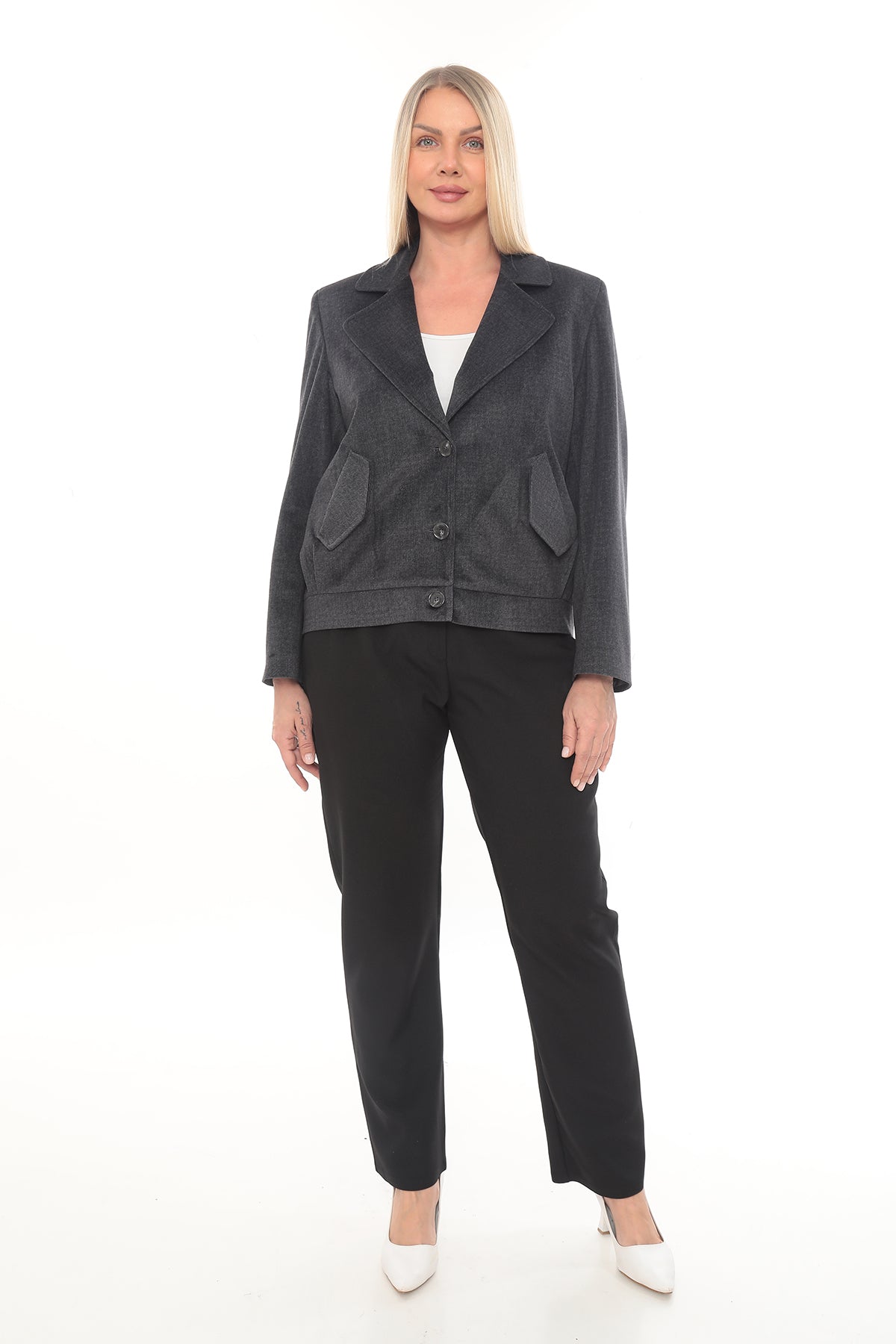 Kadın Klasik Ceket – Lacivert, Kahve, Gri (40-46 Beden)