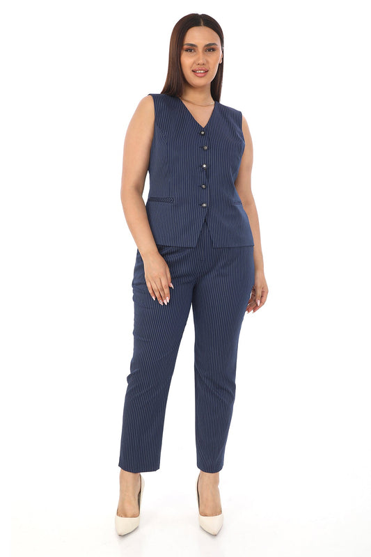 V Yaka Sıfır Kollu Yelek ve Kalem Pantolon Kadın Takım