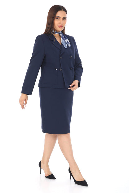 Blazer Ceket, Etek ve Fular Üçlü Kadın Takım