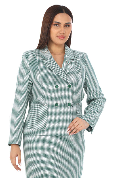 Ekose Desenli Ceket ve Etek – Blazer Kesim