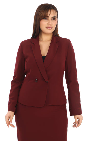 Kruvaze Yaka Ceket ve Etek İkili Kadın Takım