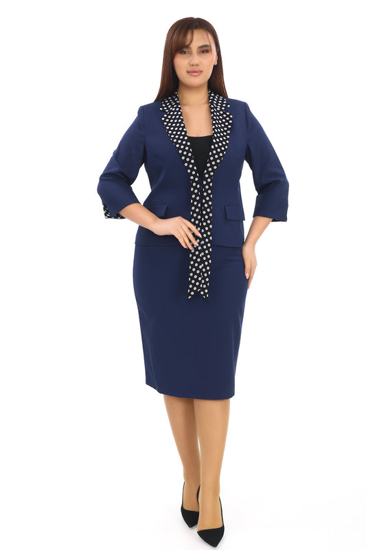 Fular Detaylı Ceket ve Etek – Erkek Yaka, Truvakar Kol