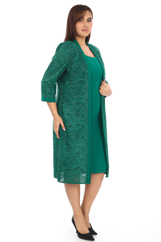 Dantel Ceketli Elbise – Truvakar Kol, Uzun Ceket