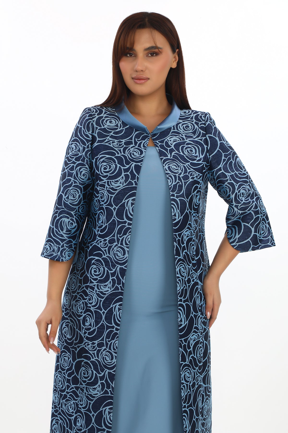 Büyük Beden Şık Düğme Detaylı Klasik Kadın Takım (44-50 Beden)