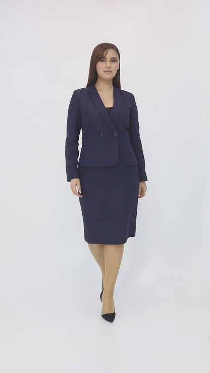 Kruvaze Yaka Ceket ve Etek İkili Kadın Takım