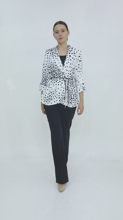 Desenli Kuşaklı Ceket – Modern Fit