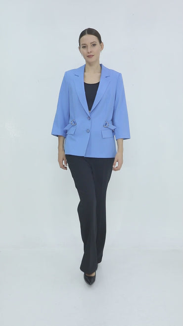 Kadın Mavi Kruvaze Blazer Ceket