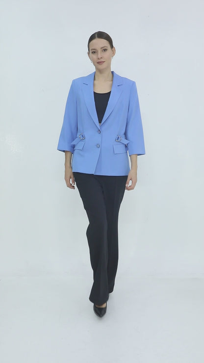 Kadın Mavi Kruvaze Blazer Ceket