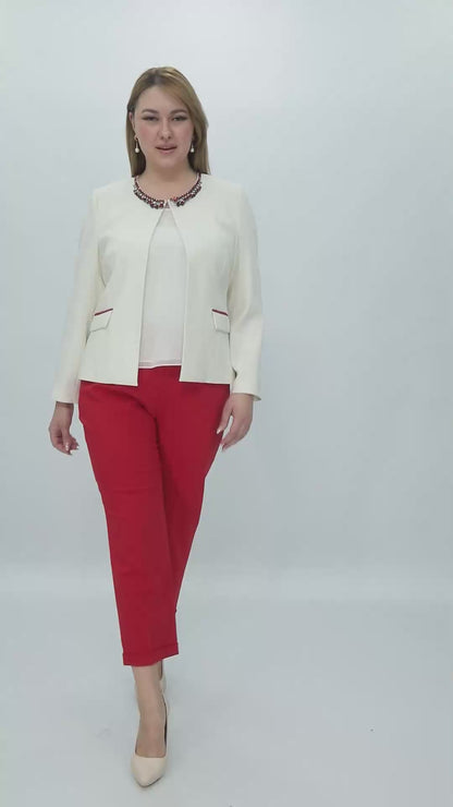 Stylish Jacket and Trouser Set with Stone Details