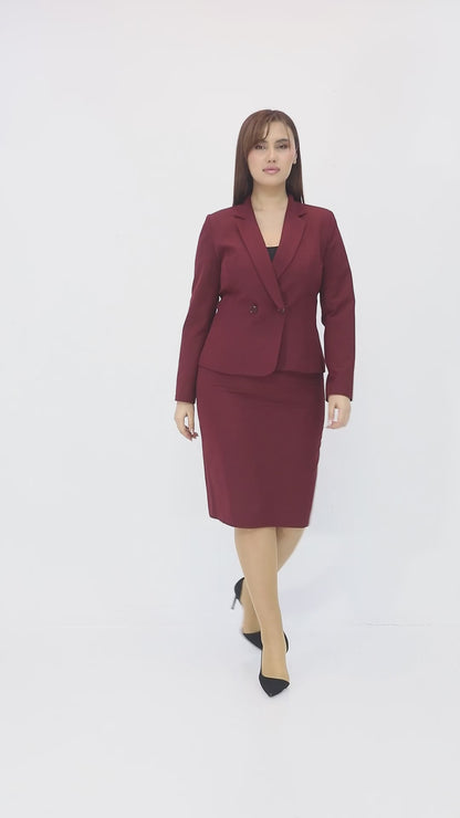 Kruvaze Yaka Ceket ve Etek İkili Kadın Takım
