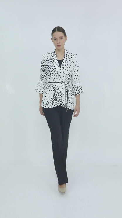 Desenli Kuşaklı Ceket – Modern Fit