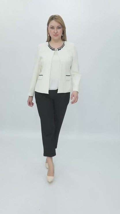 Stylish Jacket and Trouser Set with Stone Details